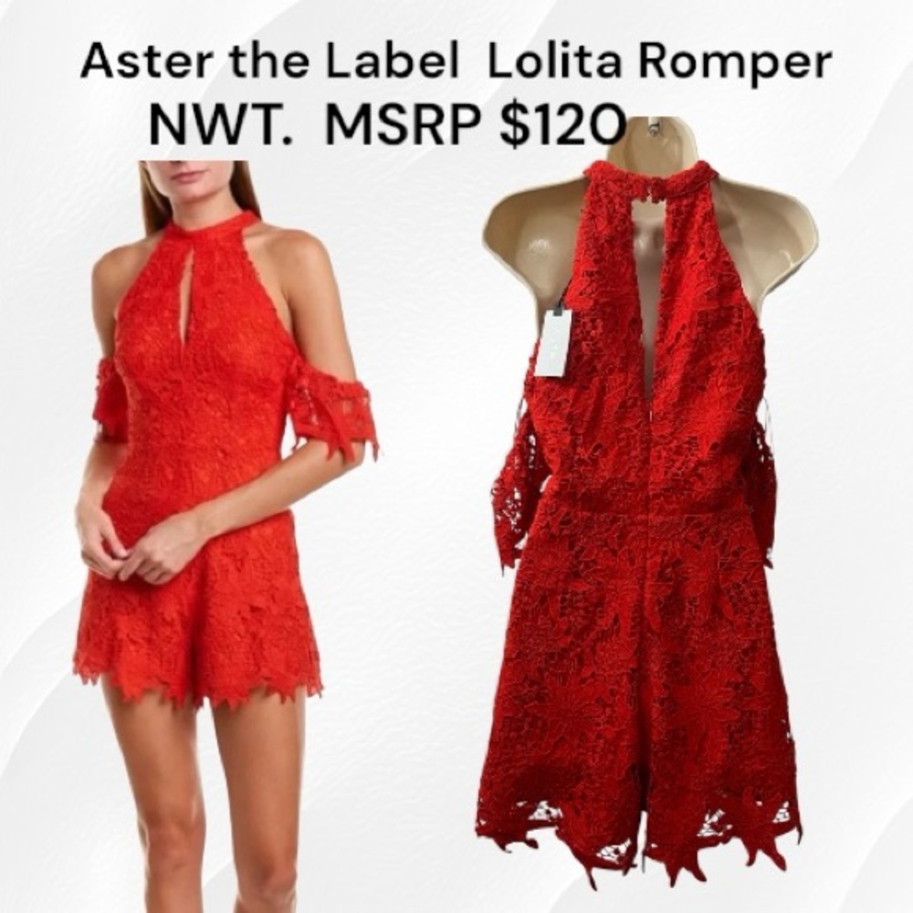 Aster the Label Lolita Romper Cold Shoulder NWT Size Medium MSRP $120 - Picture 2 of 5